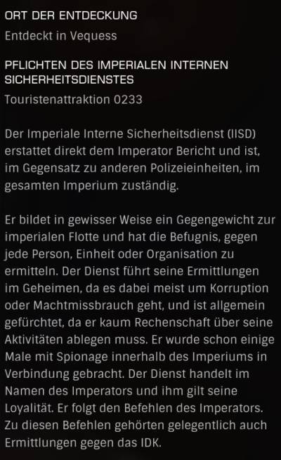 0233 - Pflichten des Imperialen Internen Sicherheitsdienstes
