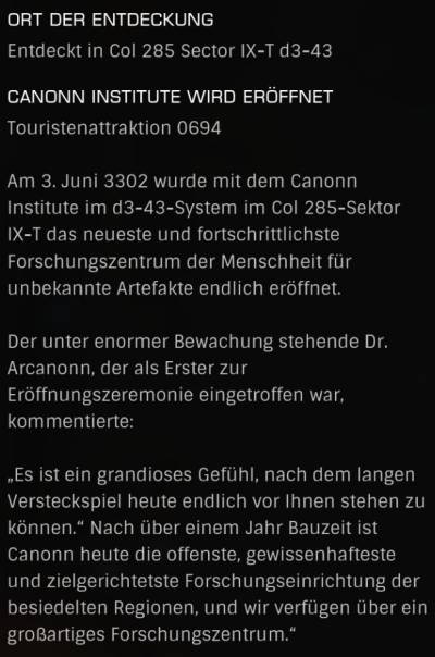 0694 - Canonn Institute wird eröffnet